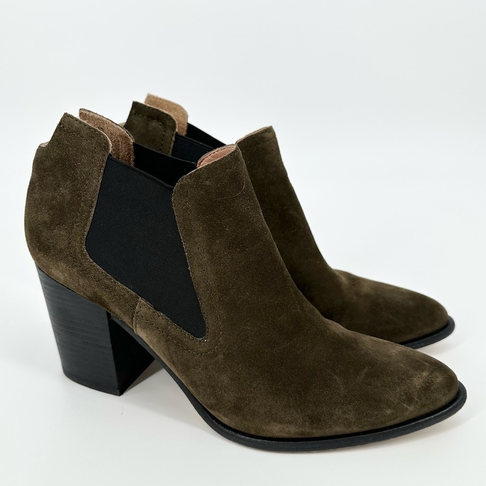 Sigerson Morrison Gamela Suede Chelsea Ankle Boots Olive Green